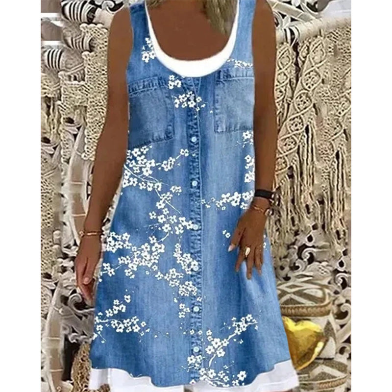 Novalie - Robe courte femme effet denim sans manches