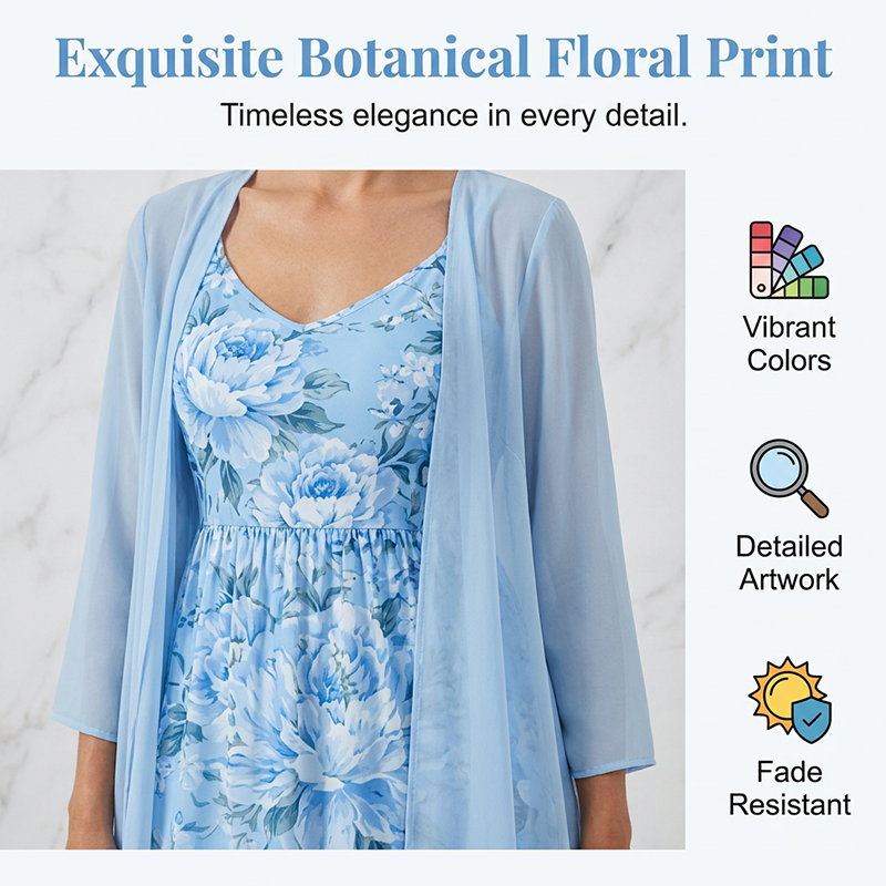 Ilvessa - Ensemble robe femme fleurie avec cardigan léger