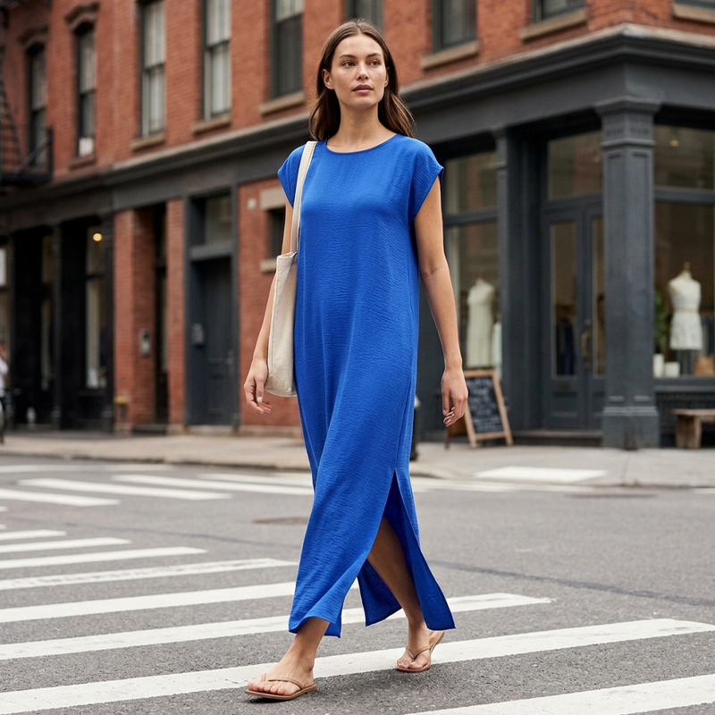 Orlena - Robe midi femme sans manches avec fente latérale