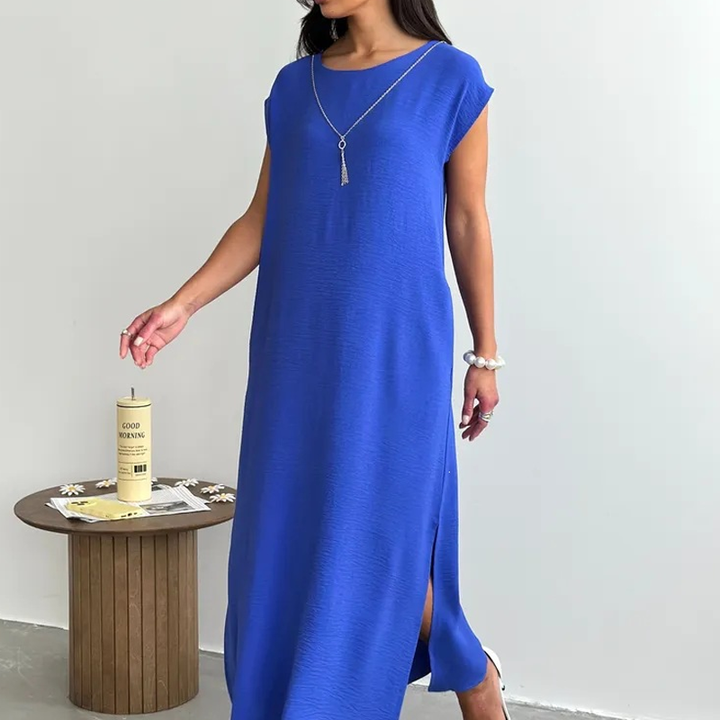 Orlena - Robe midi femme sans manches avec fente latérale