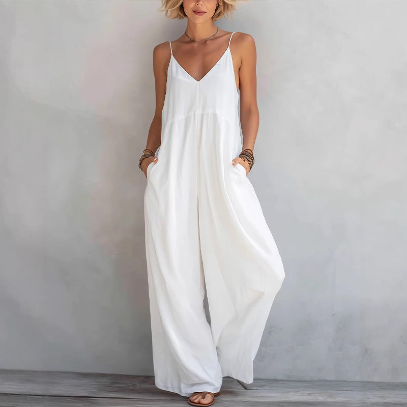 Dalena - Combinaison femme à bretelles fines et jambes larges