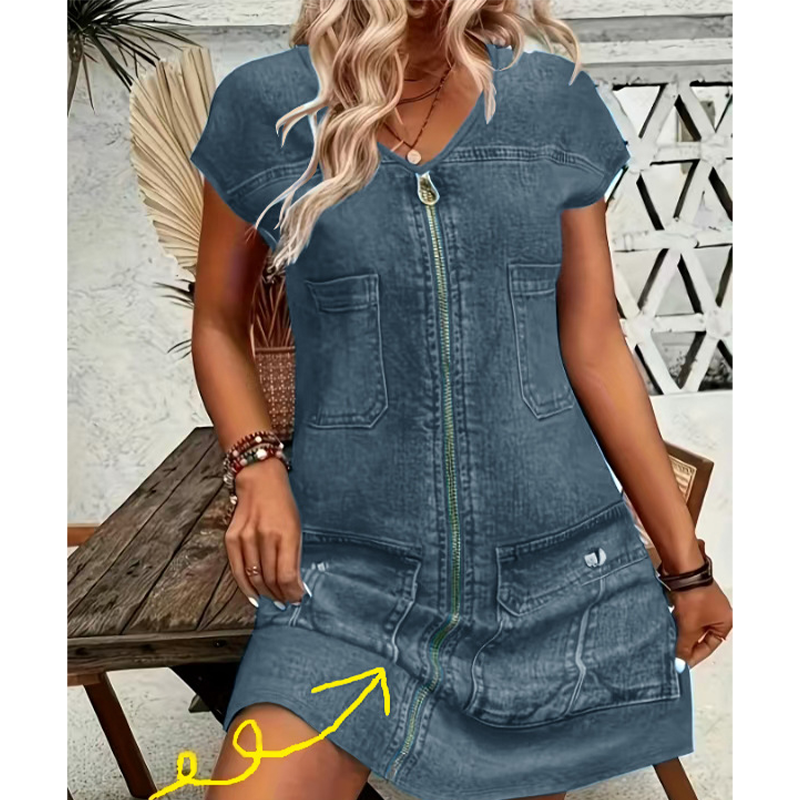 Amorine - Robe femme décontractée zippée avec poches