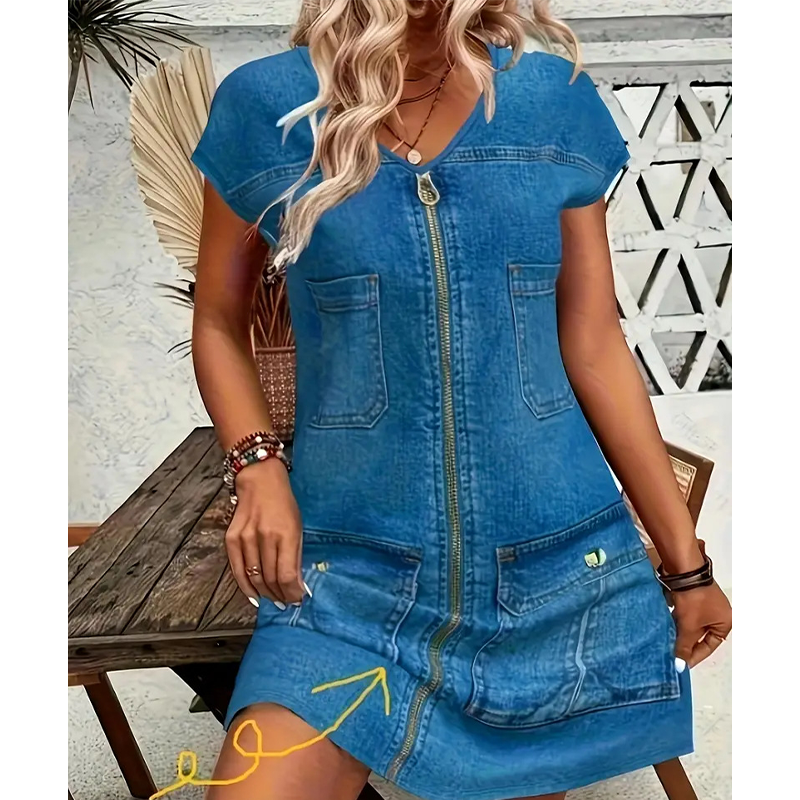 Amorine - Robe femme décontractée zippée avec poches