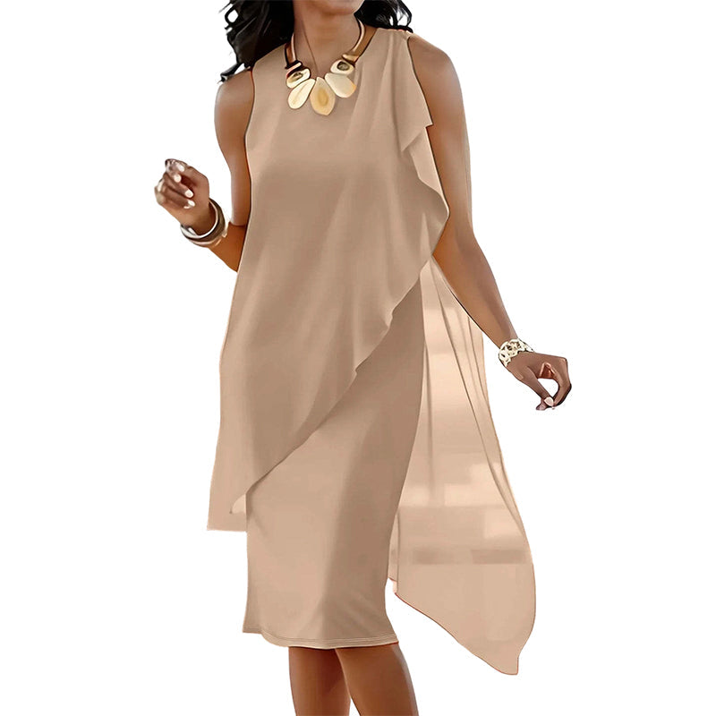 Zorina - Robe femme en mousseline à ourlet asymétrique