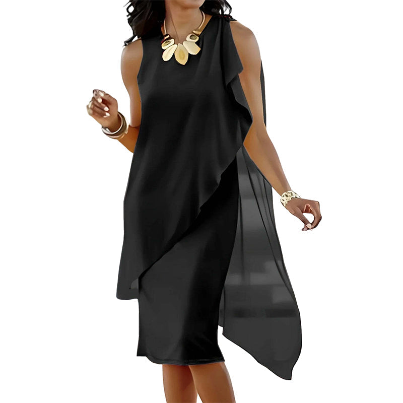 Zorina - Robe femme en mousseline à ourlet asymétrique