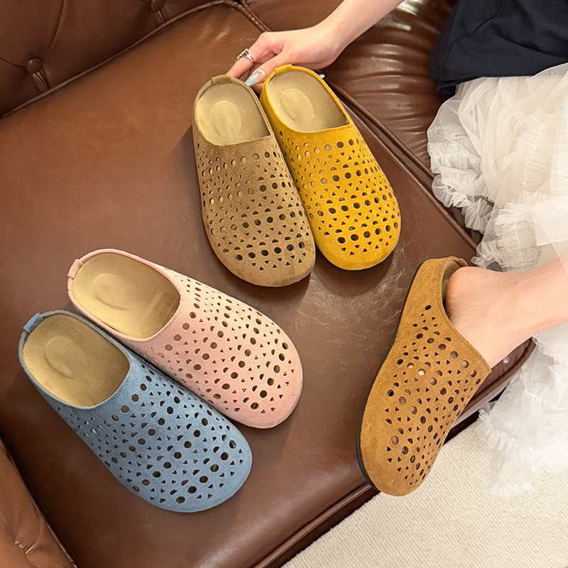 Galessa - Chaussons femme ajourés en suède artificiel