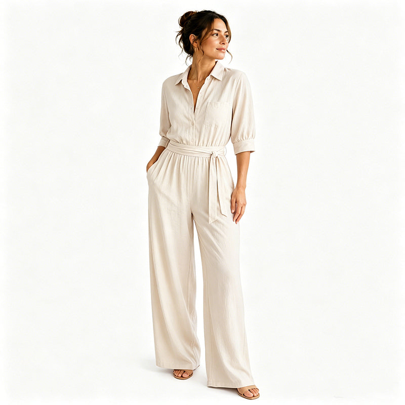 Cassiène - Combinaison femme chemise avec pantalon large