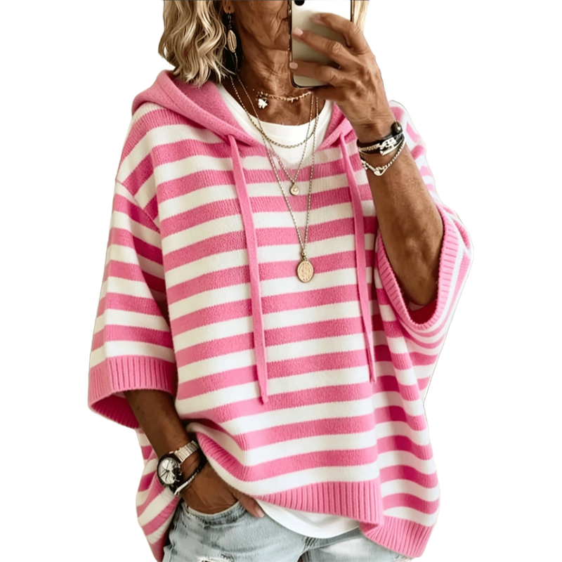 Kiara - Sweat à capuche femme rayé Confort
