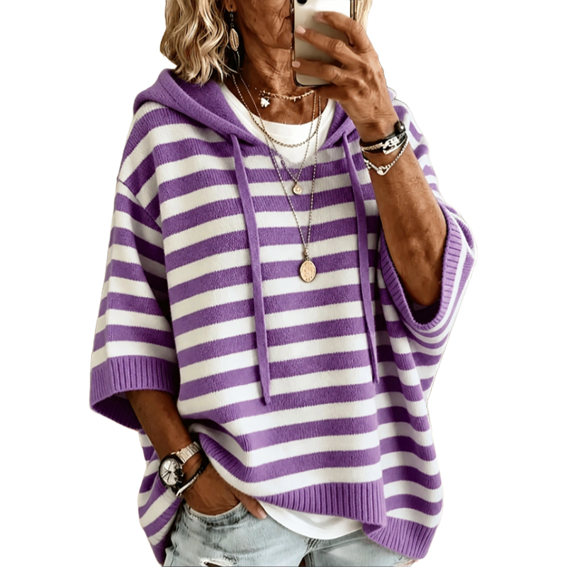 Kiara - Sweat à capuche femme rayé Confort