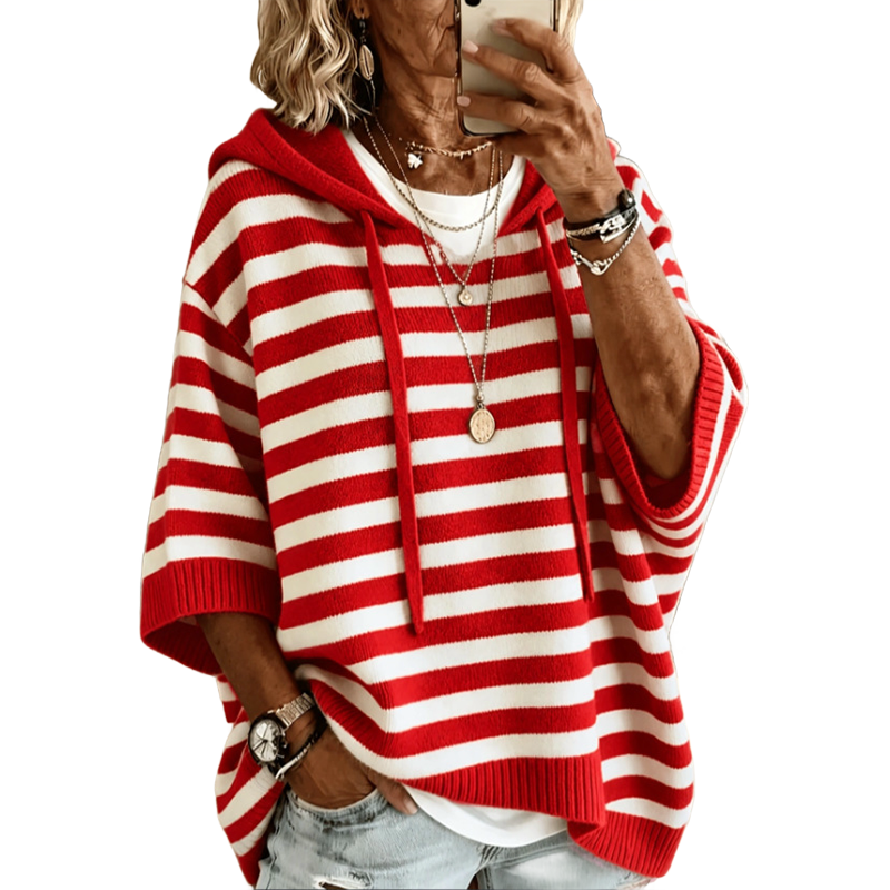 Kiara - Sweat à capuche femme rayé Confort