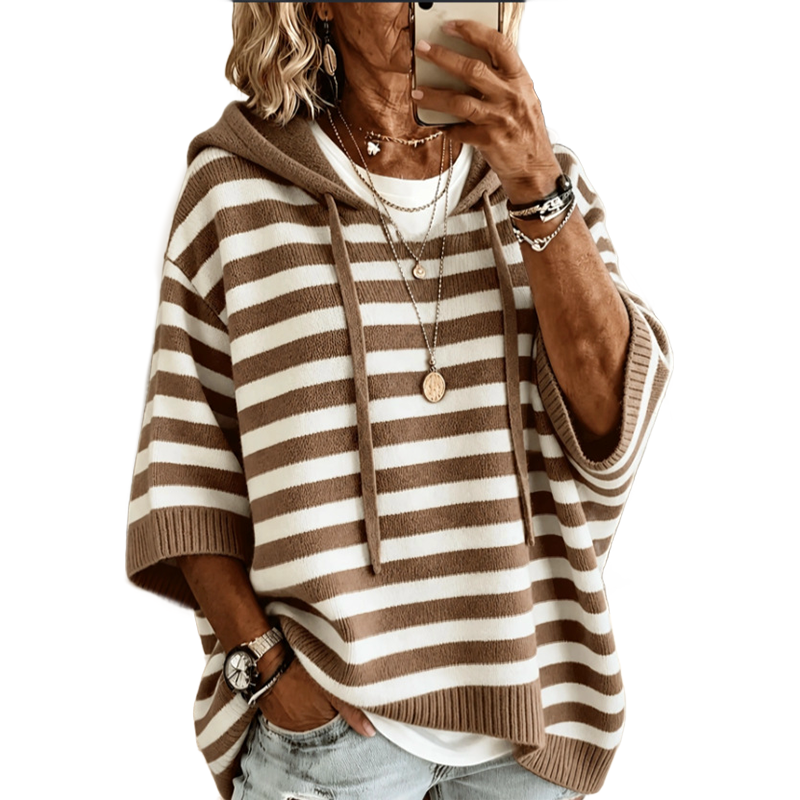 Kiara - Sweat à capuche femme rayé Confort