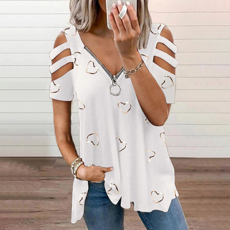Roos - T-shirt femme épaules dénudées avec zip