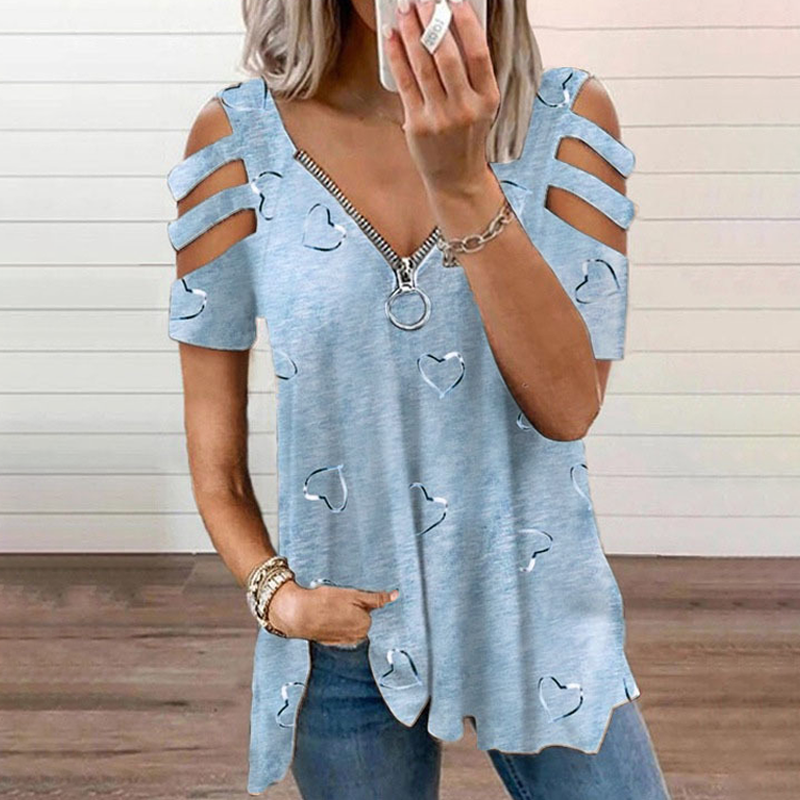 Roos - T-shirt femme épaules dénudées avec zip