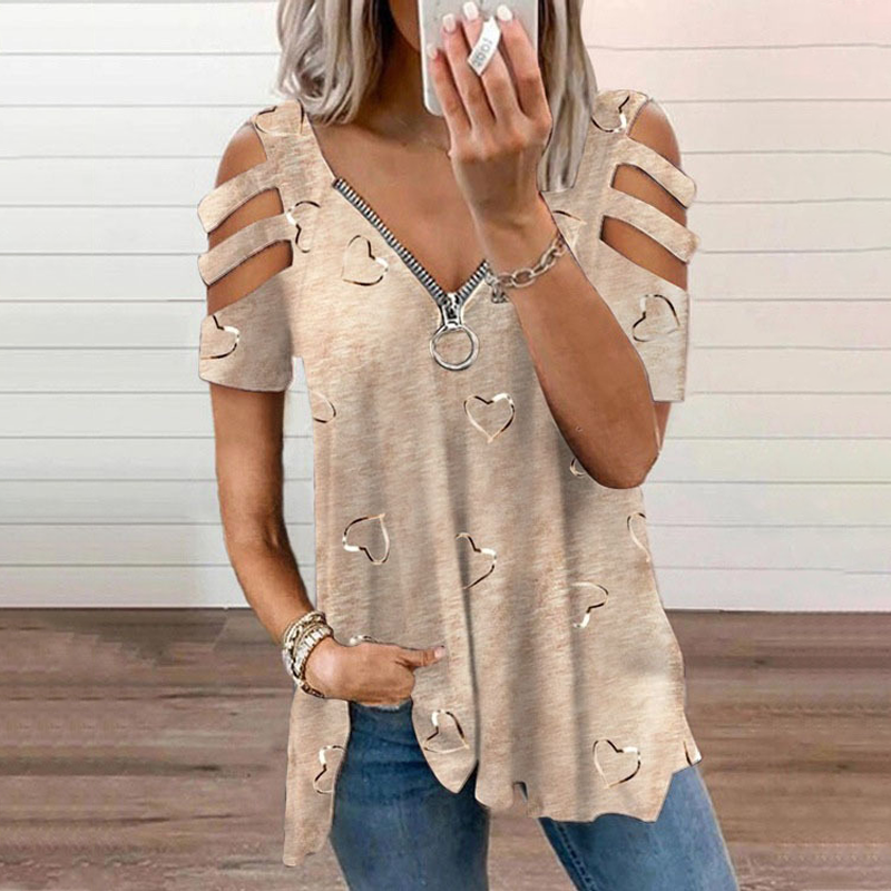 Roos - T-shirt femme épaules dénudées avec zip