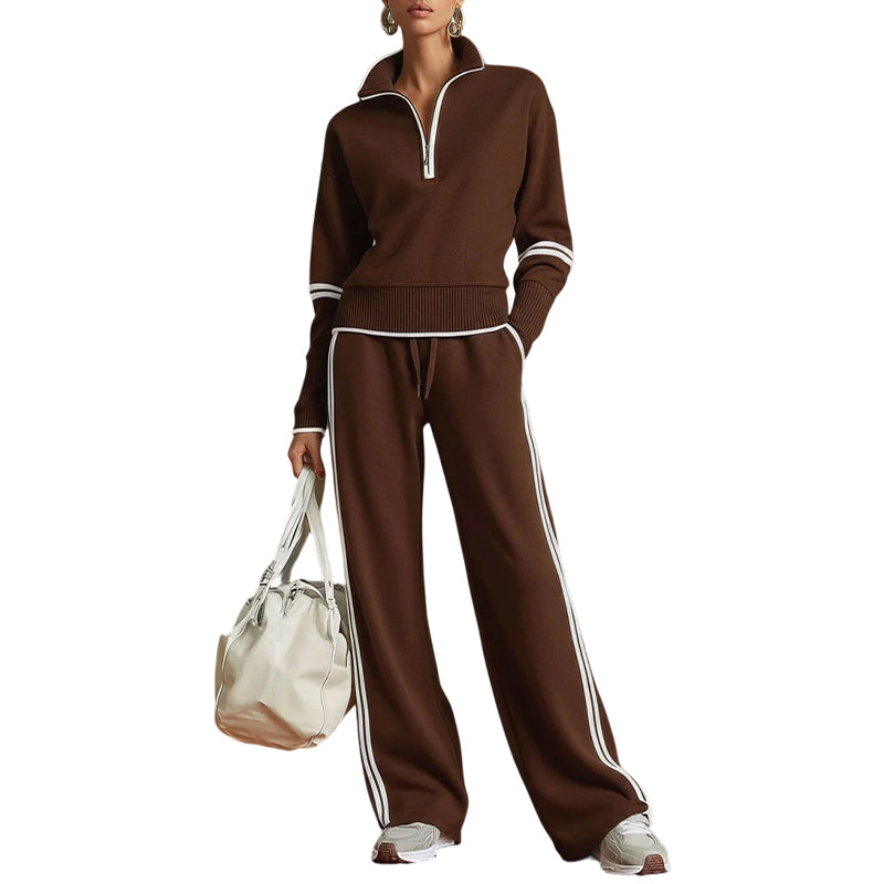 Aaltina - Ensemble survêtement femme à demi-zip et pantalon large