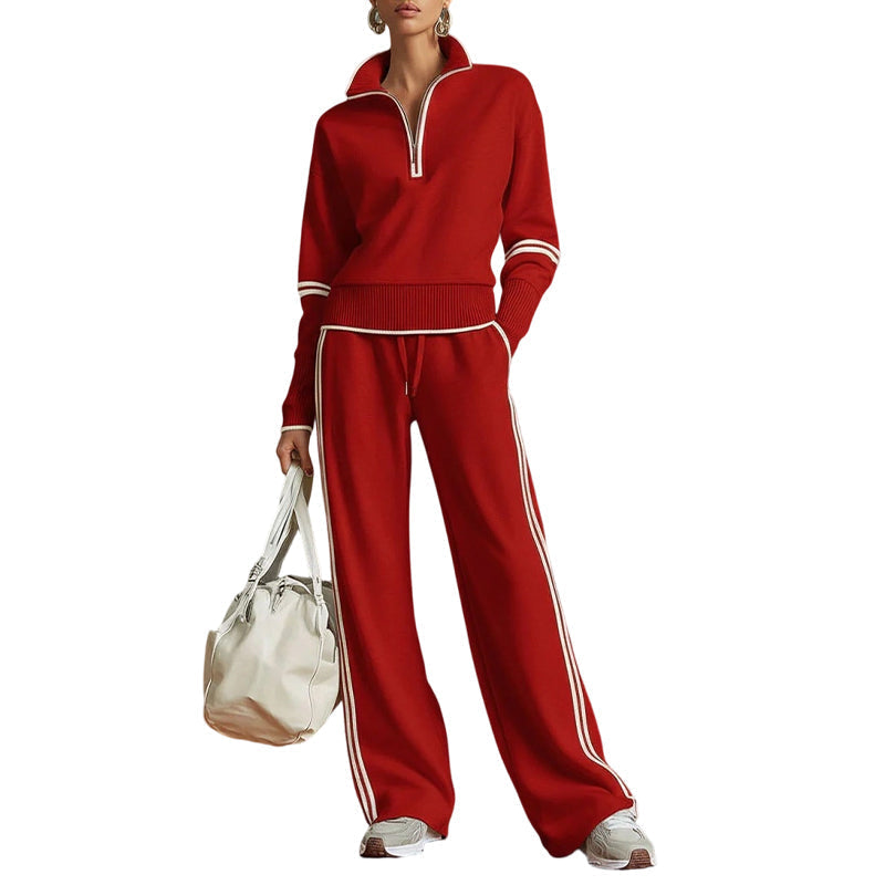 Aaltina - Ensemble survêtement femme à demi-zip et pantalon large