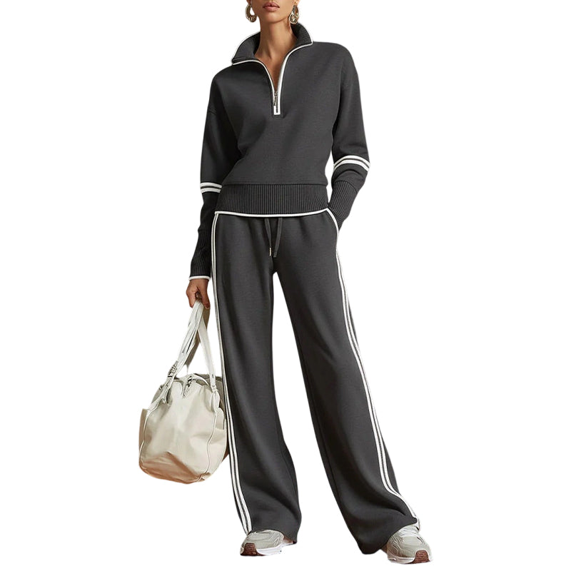 Aaltina - Ensemble survêtement femme à demi-zip et pantalon large
