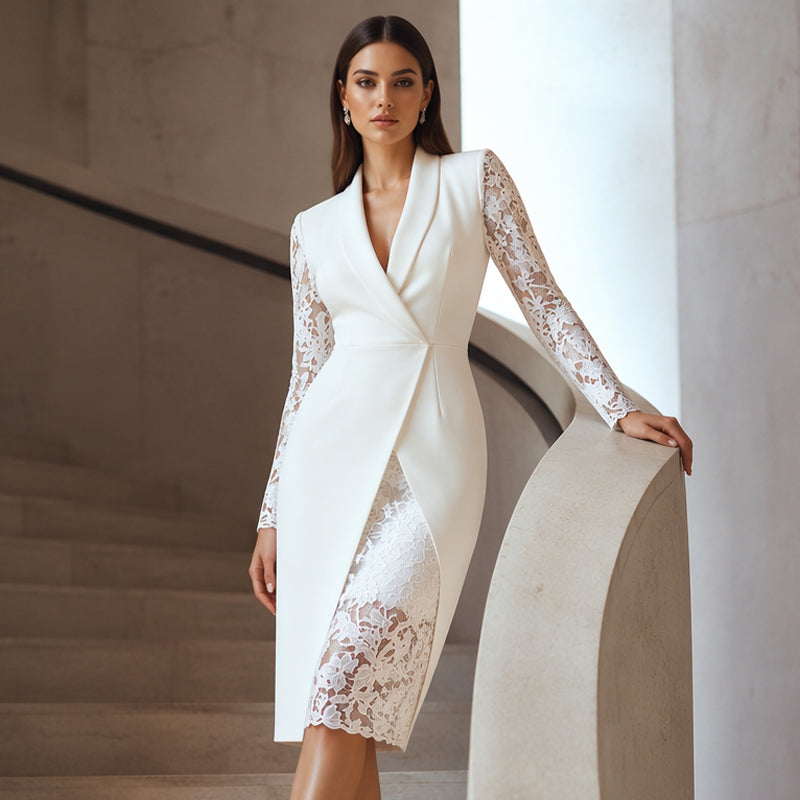 Willa - Robe bodycon femme avec manches en dentelle