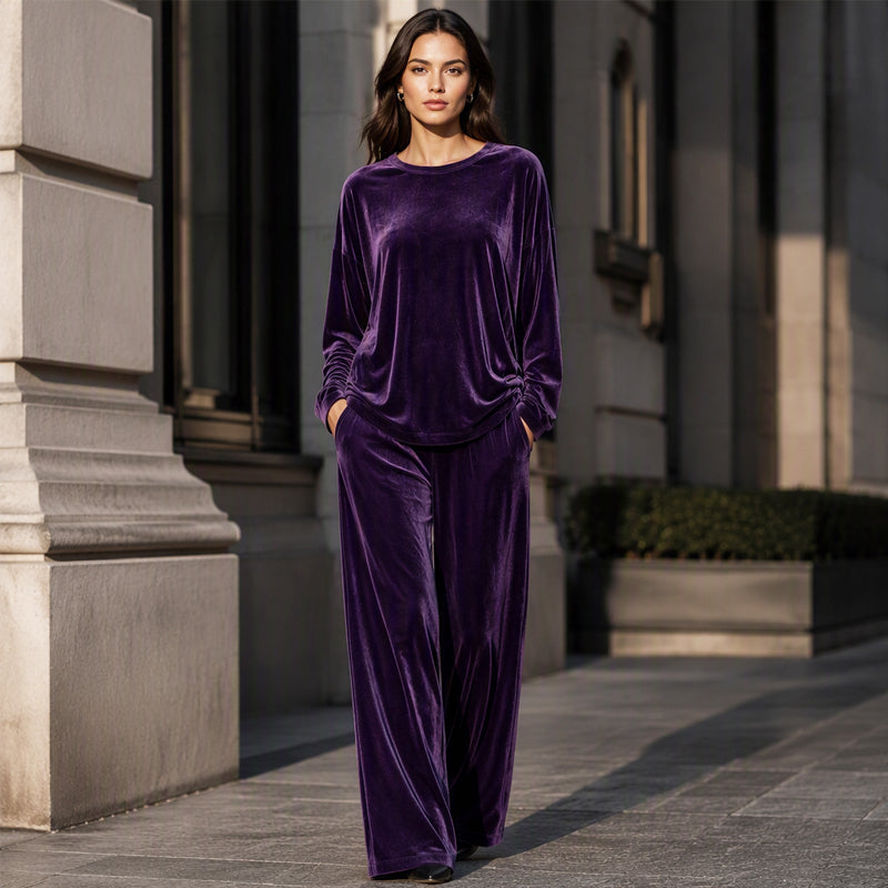 Adélie - Ensemble en velours femme avec haut ample et pantalon large