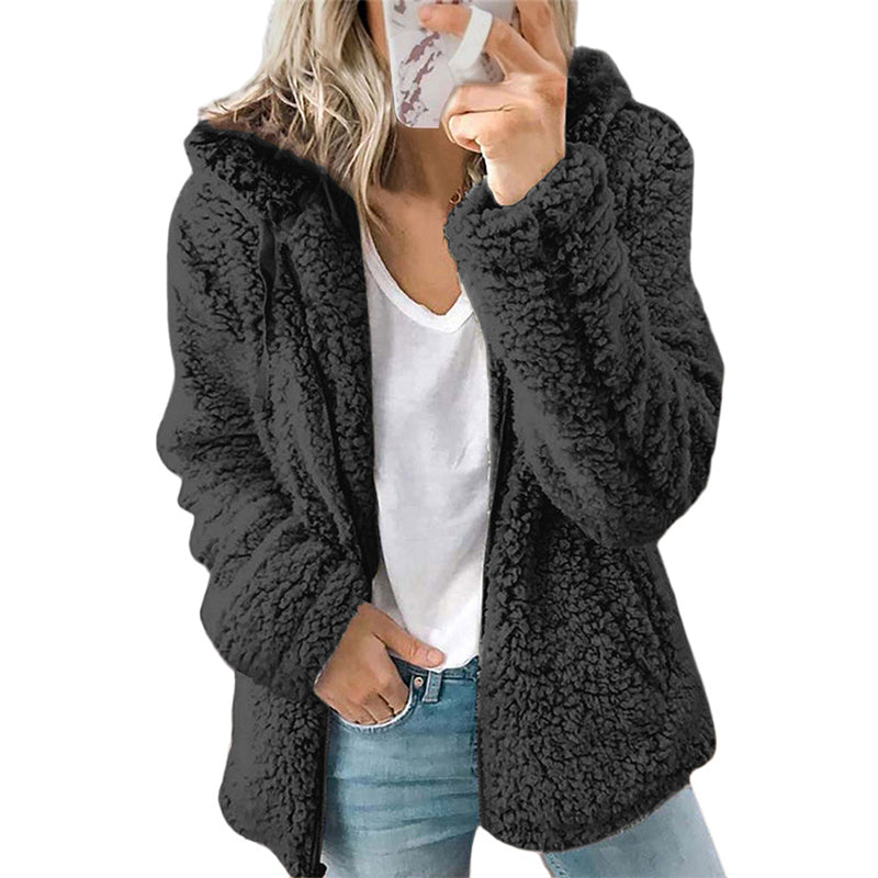 Zwanette - Veste polaire femme à capuche zippée en peluche douce