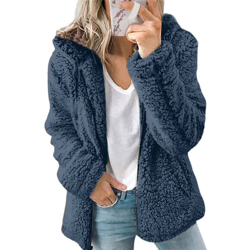 Zwanette - Veste polaire femme à capuche zippée en peluche douce