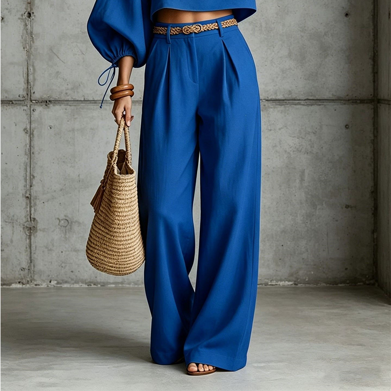 Maïwenn - Ensemble femme avec haut court et pantalon large fluide