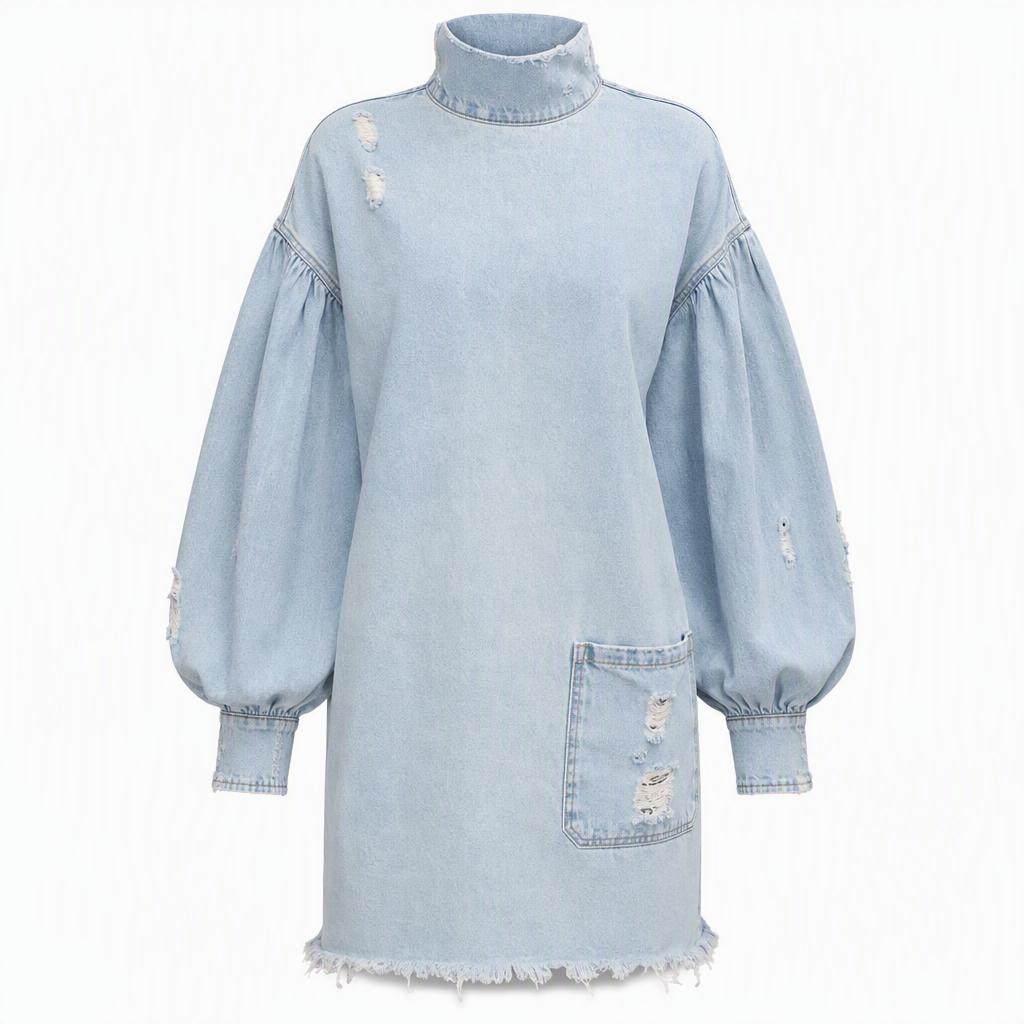 Wende - Robe mini oversize en denim pour femme