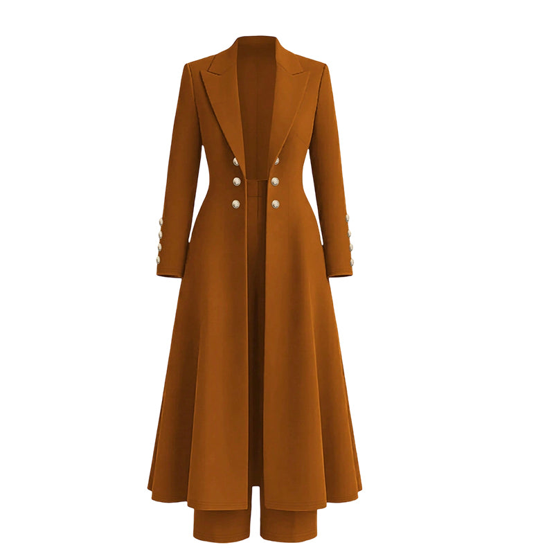 Wiesje - Ensemble tailleur femme avec manteau long et pantalon droit