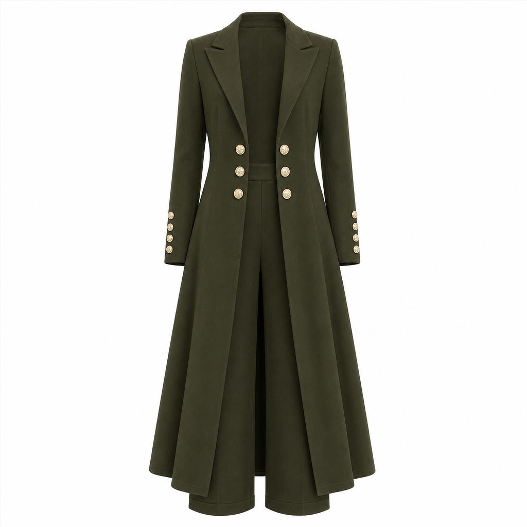 Wiesje - Ensemble tailleur femme avec manteau long et pantalon droit