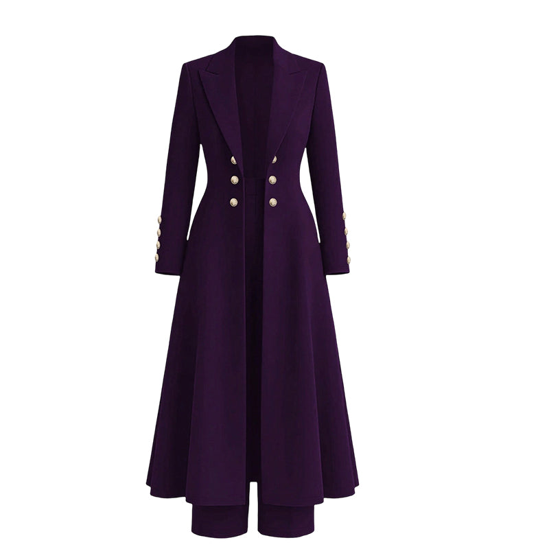 Wiesje - Ensemble tailleur femme avec manteau long et pantalon droit