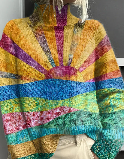 Noelle™ - Pull Col Roulé Arc-en-Ciel