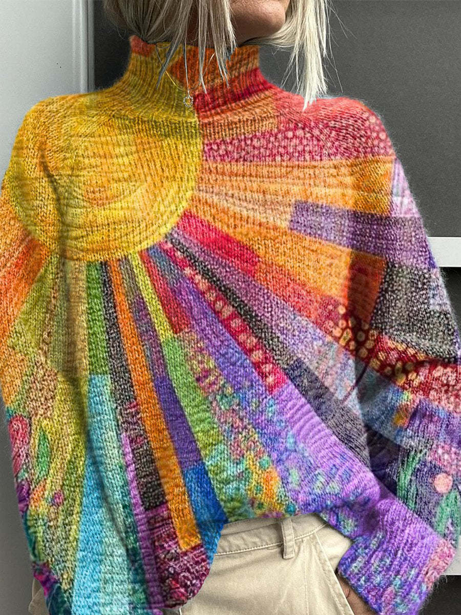 Noelle™ - Pull Col Roulé Arc-en-Ciel