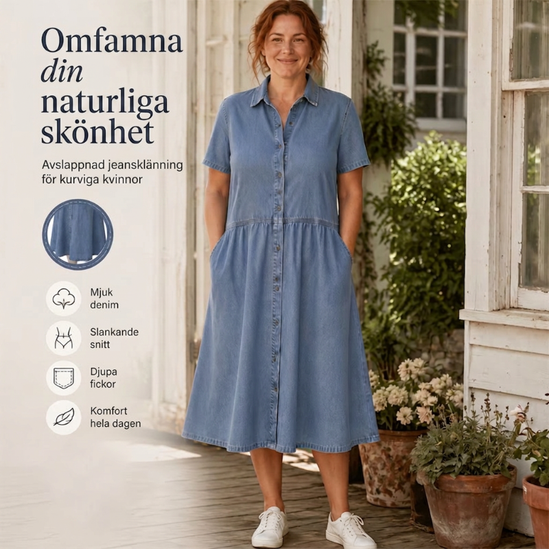 Doreya - Robe chemise femme effet denim avec boutons et poches