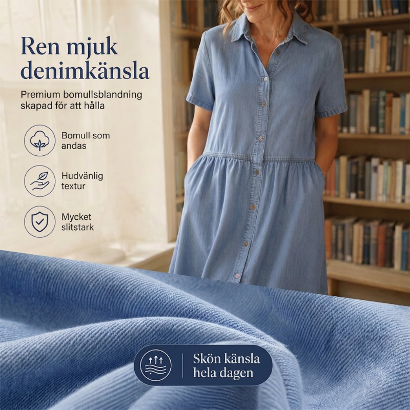 Doreya - Robe chemise femme effet denim avec boutons et poches