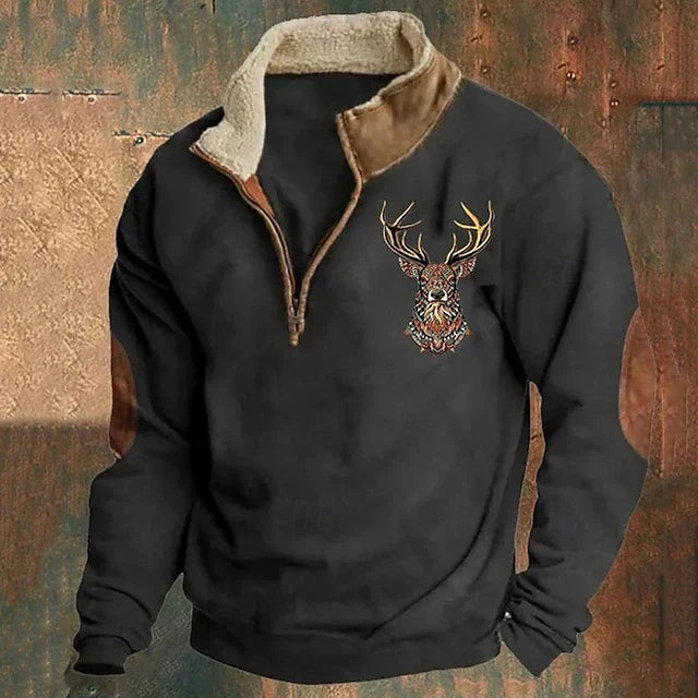 André™ - Pull chaud pour homme avec détail cerf et coudes renforcés