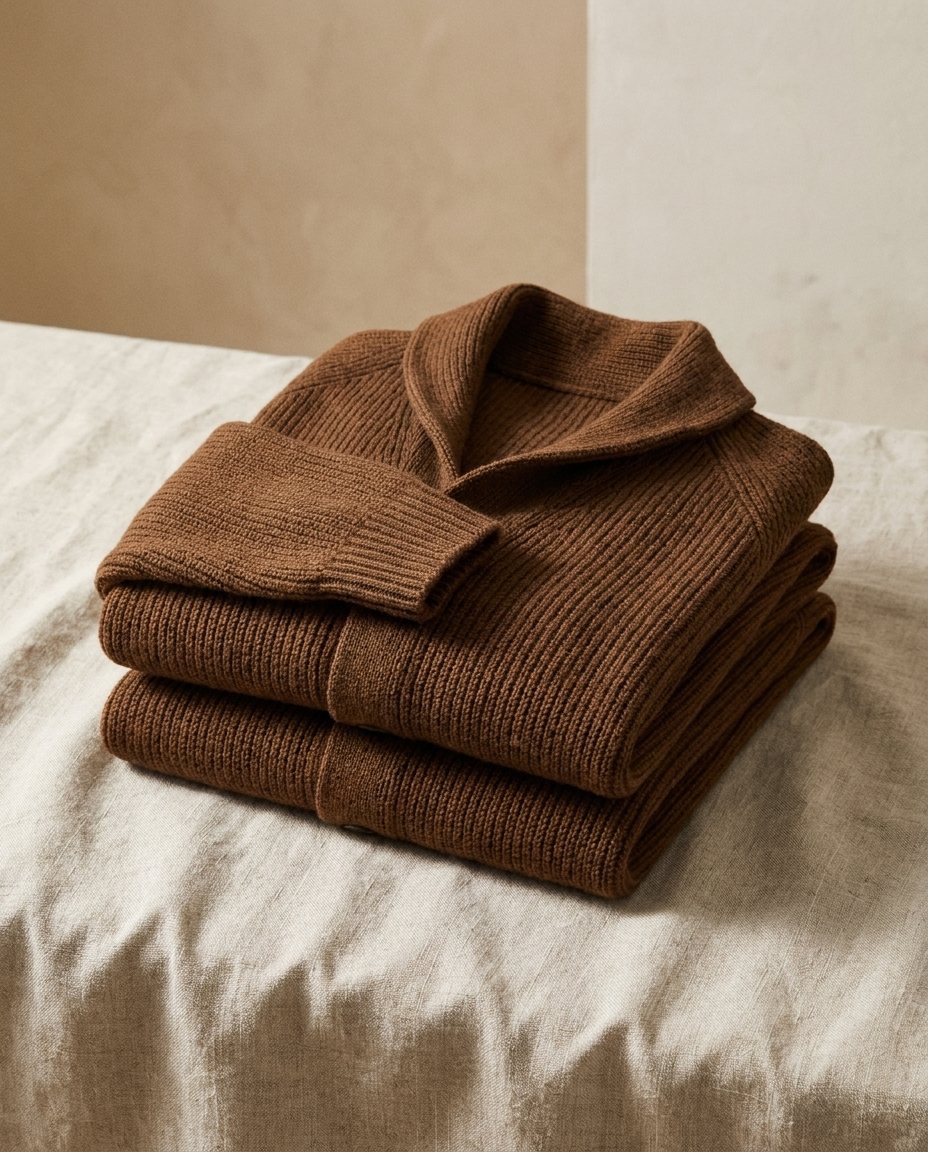 Kevin - Cardigan homme en maille côtelée à col châle et boutons