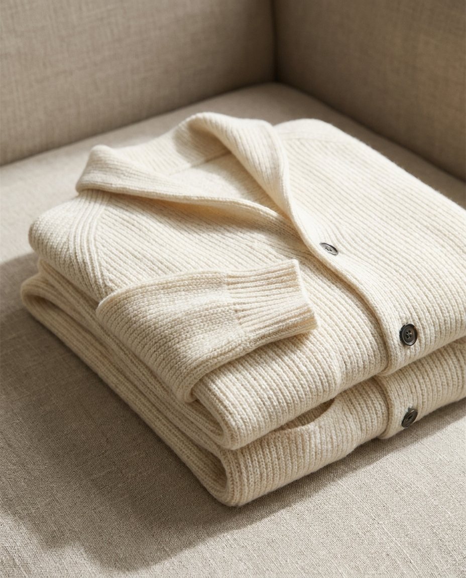 Kevin - Cardigan homme en maille côtelée à col châle et boutons