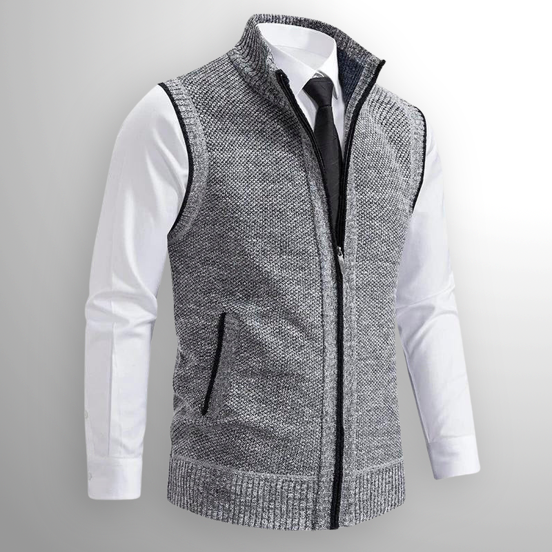 Gabriel - Gilet à Zip Intégral en Laine Mélangée