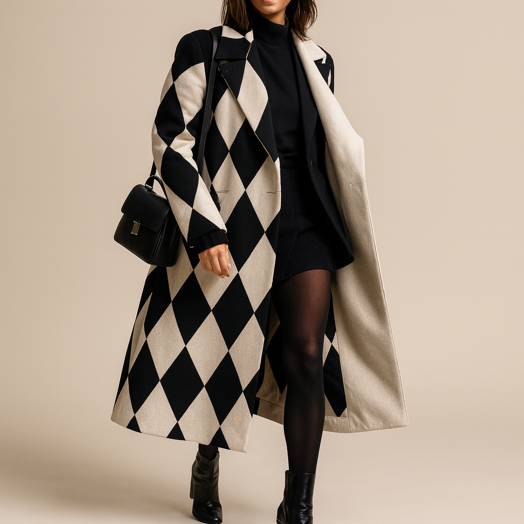 Gisavora - Manteau Long à Motifs Artistiques