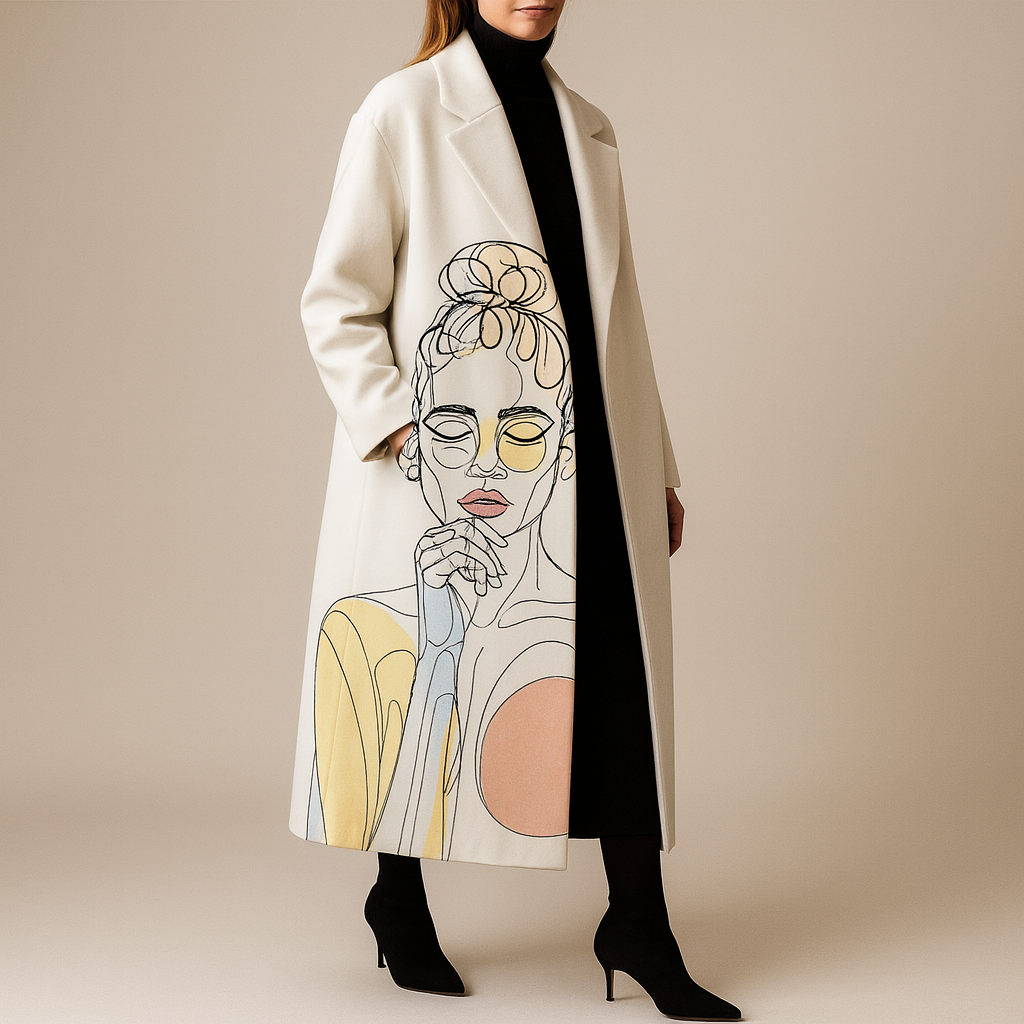 Gisavora - Manteau Long à Motifs Artistiques