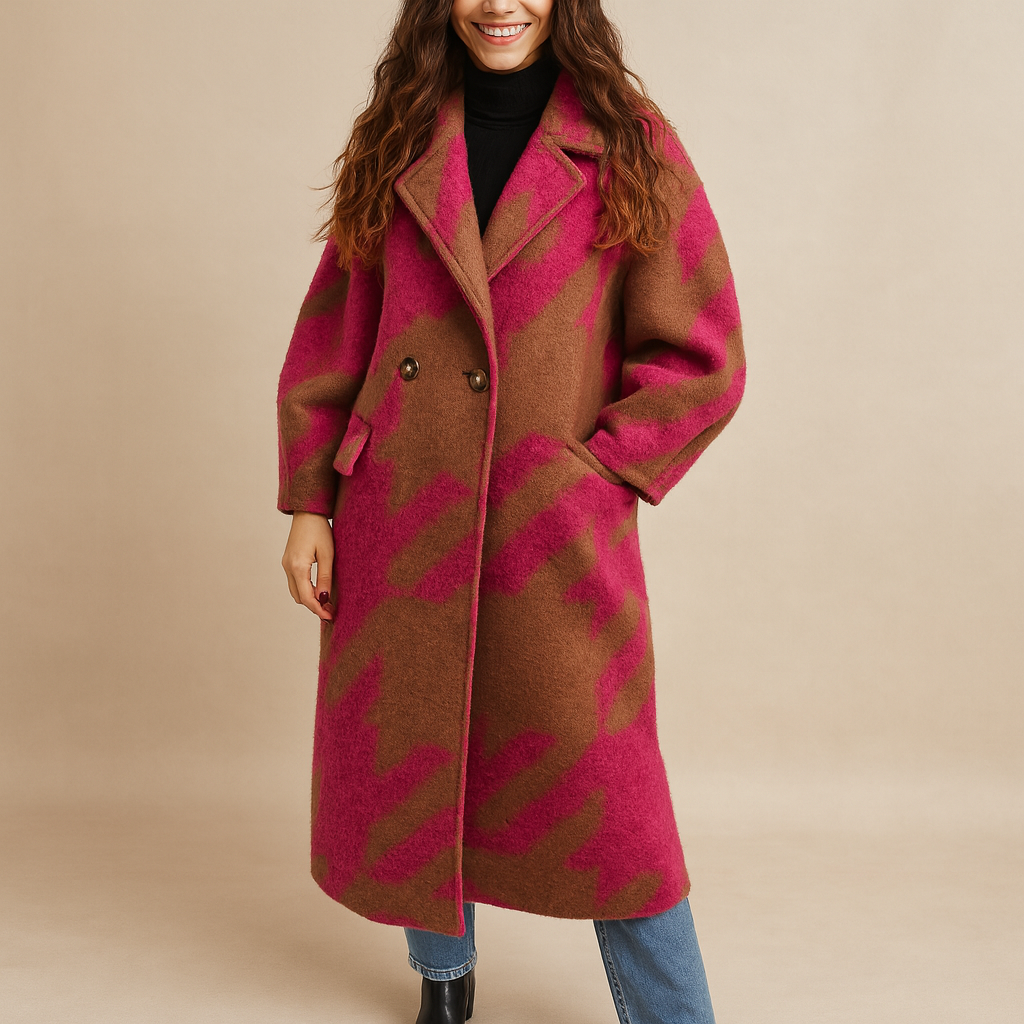 Gisavora - Manteau Long à Motifs Artistiques