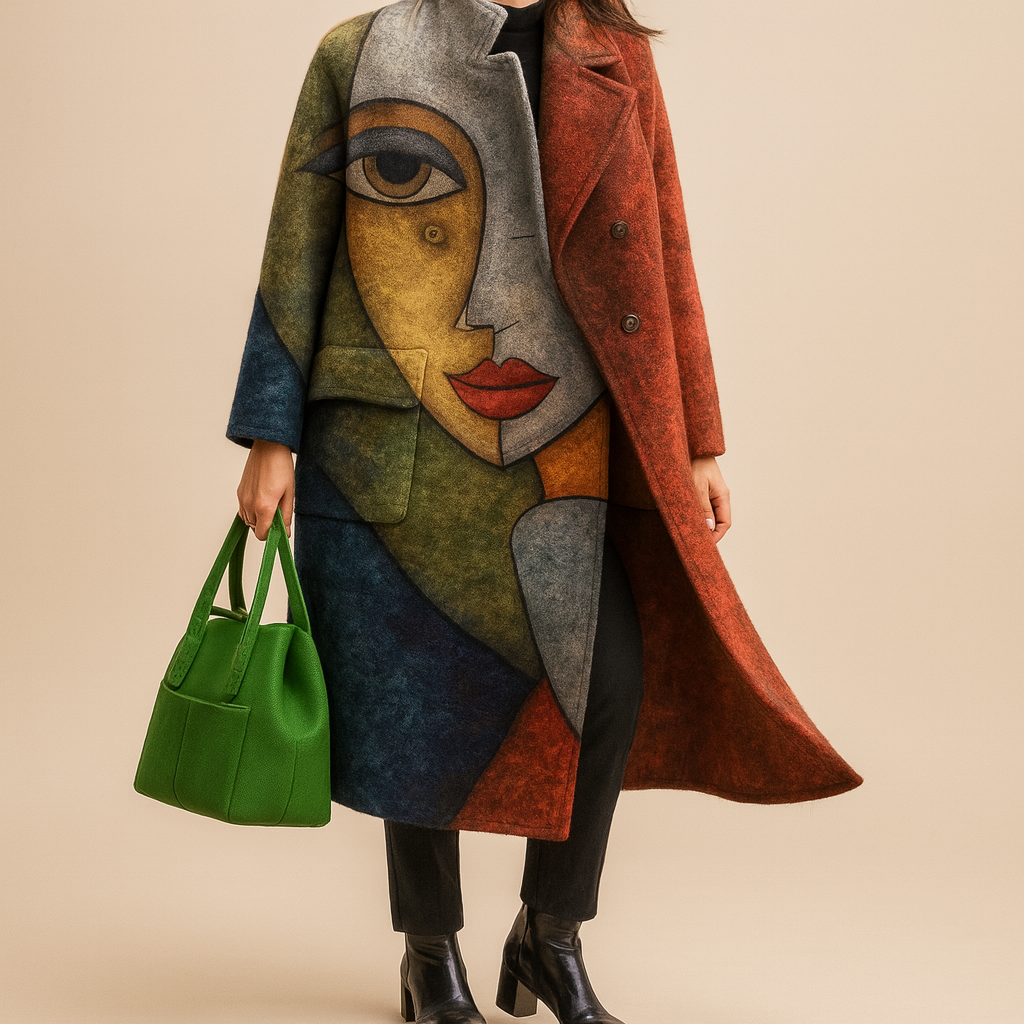 Gisavora - Manteau Long à Motifs Artistiques