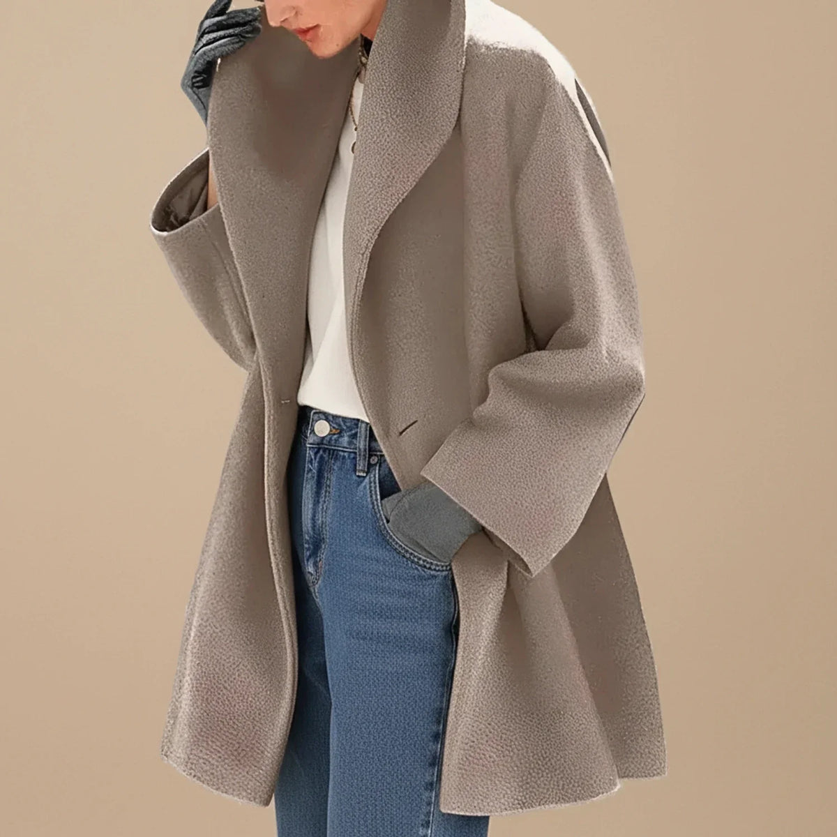 Marcelle - Manteau femme oversize mi-long à large col